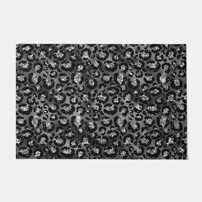 Tapete Impressão de Leopardo Preto e Cinza Prata (Frente)