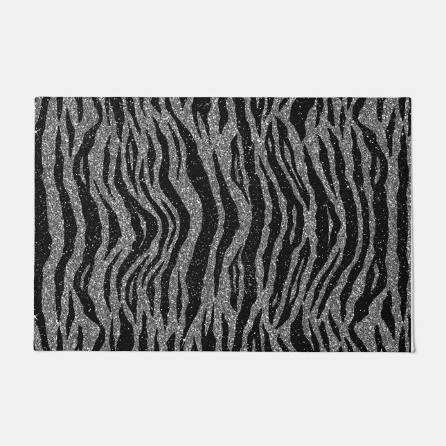 Tapete Impressão de Zebra Preto e Cinza Prata (Frente)