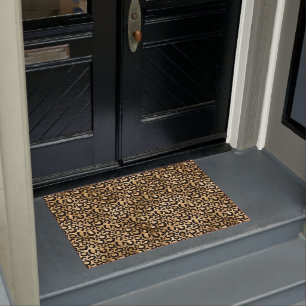 Tapete Impressão Dourada de Leopardo Preto