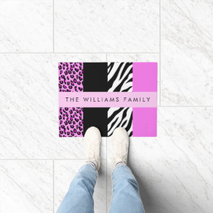 Tapete Impressão Leopardo, Impressão Zebra, Rosa, Seu Nom