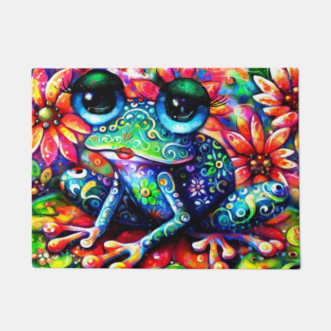 Tapete Impressionante impressionista Sapo Floral Verde Az (Frente)