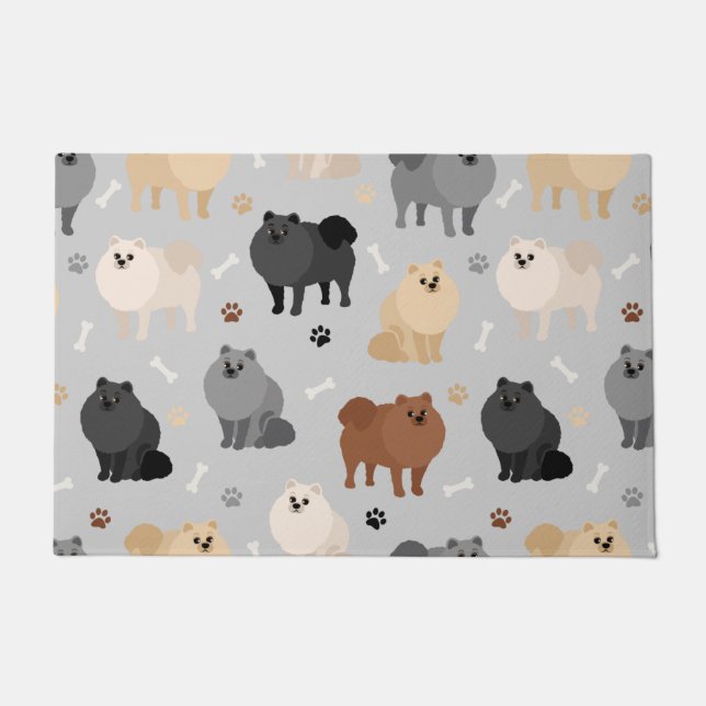 Tapete Impressões-pântanos e porta-mat-cãozinho da Pomerâ (Frente)