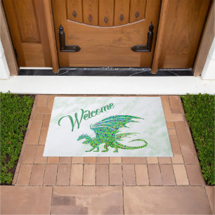 Tapete Incrível Dragão Verde Mosaico Boas-vindas