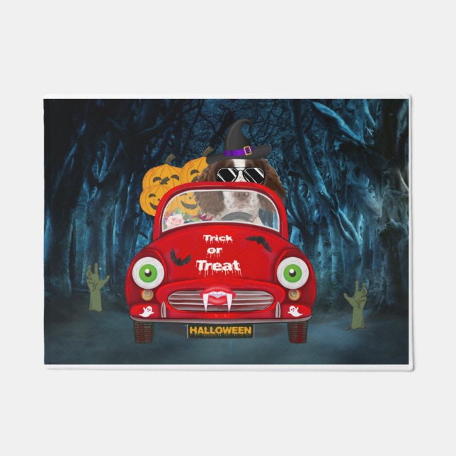 Tapete Inglês Springer Spaniel cão Carro Assustado Hallow (Frente)