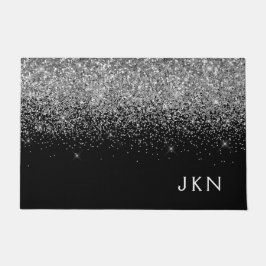 Tapete Iniciais de Nome de Rapariga de Monograma preto-pr