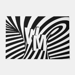 Tapete Iniciais de Padrão de Zebra Abstrato branco retrô 