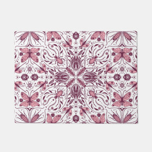 Tapete Insetos, magenta escura e rosa em branco