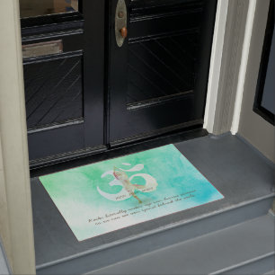 Tapete Instrutor de Meditação Yoga Pose Om Símbolo de Boa