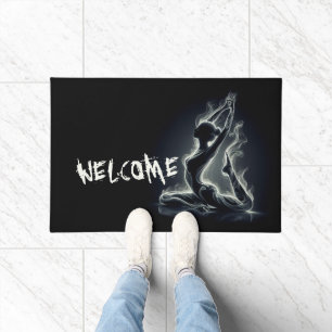 Tapete Instrutor Yoga Reiki Pose Rei Pigeon com uma perna