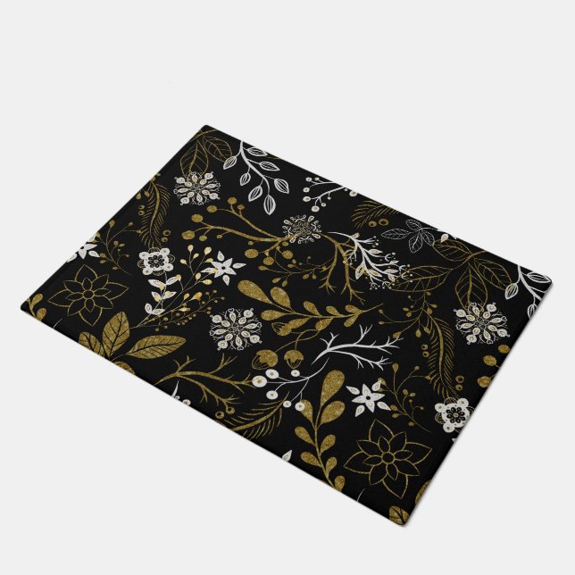 Tapete Intricate floral pattern with gold and white  (Inclinado)