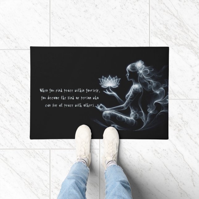 Tapete Ioga Instrutor Lotus Meditação Pose Brilhante (Interior)