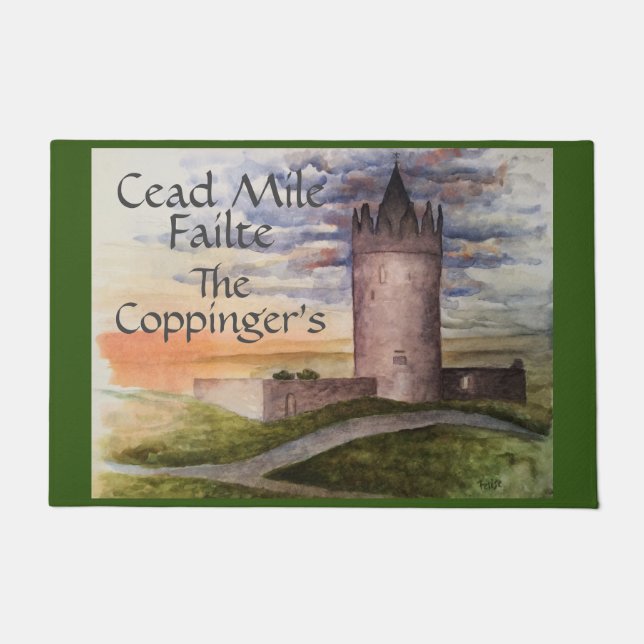 Tapete Irish Celtic Greeting Castle Watercolor Doormat (Frente)