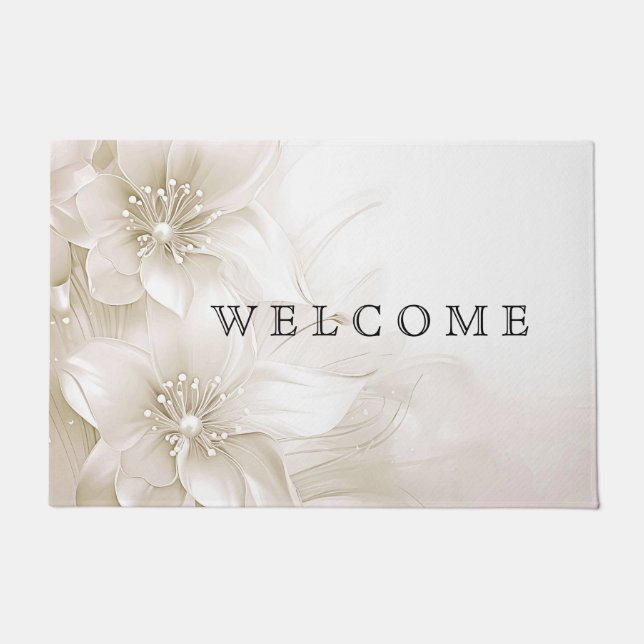 Tapete Ivory White Flowers Doormat (Frente)