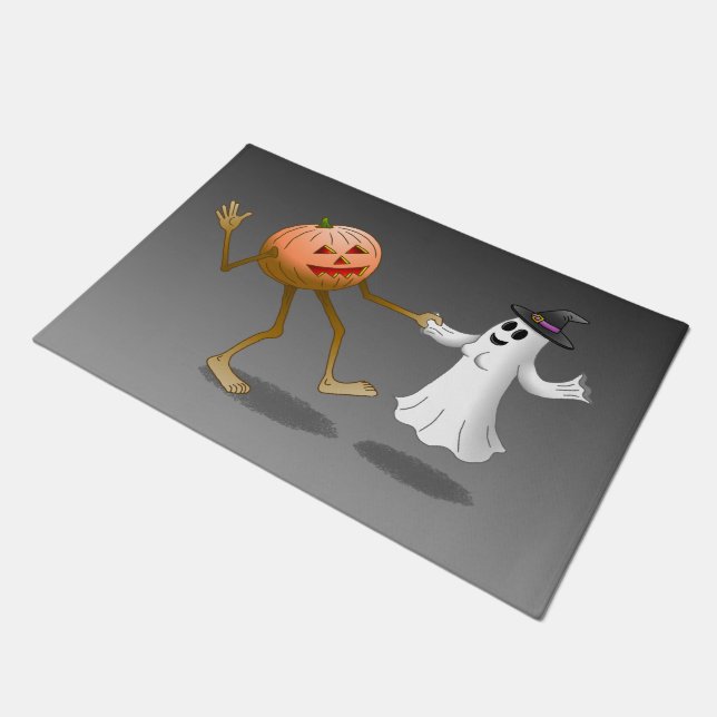 Tapete Jack O'lantern dançando com o fantasma (Inclinado)