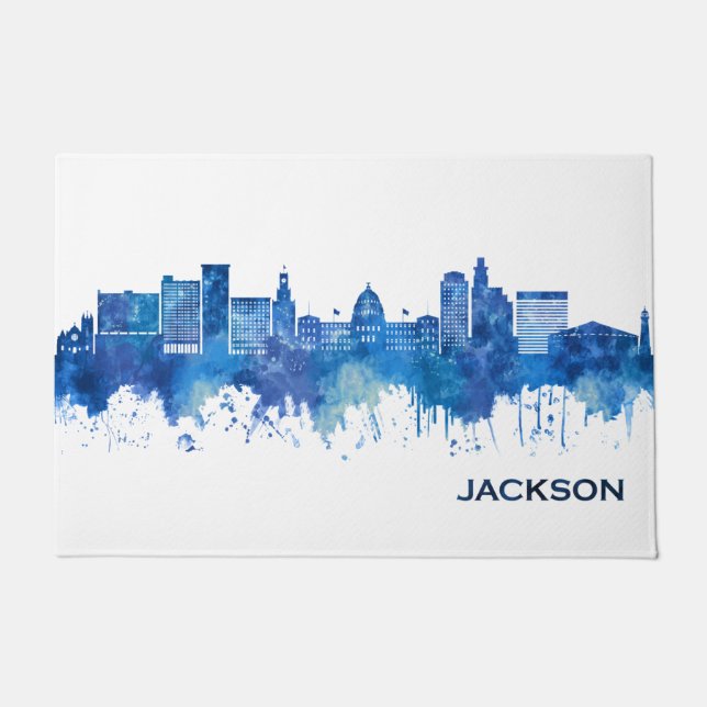Tapete Jackson Mississippi Skyline Blue (Frente)
