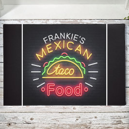 Tapete Jantar Personalizado do Taco Comida Neon Mexicano