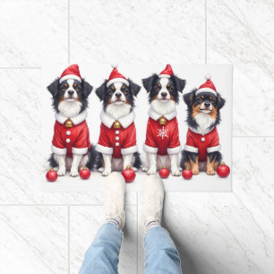 Tapete Japanese Chin vestido de Natal com chapéu de Papai