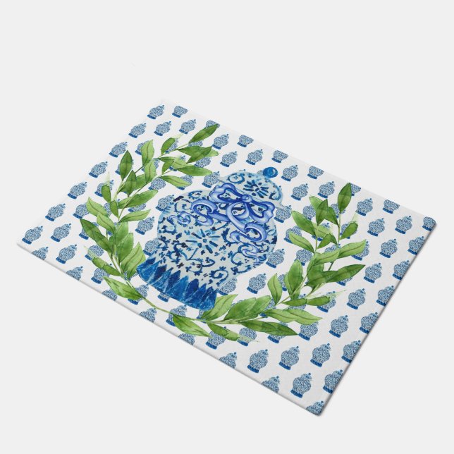 Tapete Jar Ginger Azul e Branco (Inclinado)