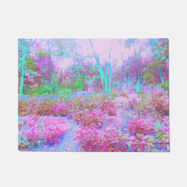 Tapete Jardim Abstrato de Rosa Impressionista e Turquesa (Frente)