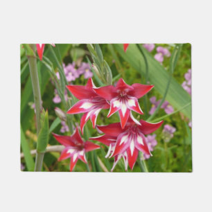 Tapete Jardim de Verão de Gladiolas Vermelhas e Brancas