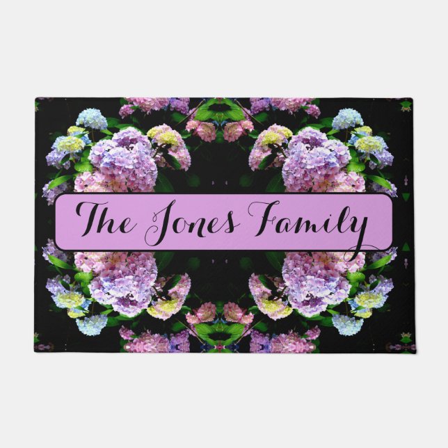 Tapete Jardim Hydrangea, rosa, azul, floral roxo (Frente)