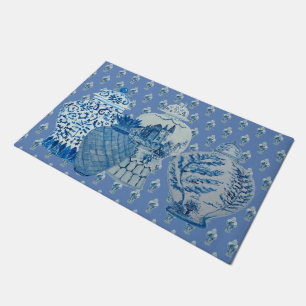 Tapete Jars de gengibre azul e branco