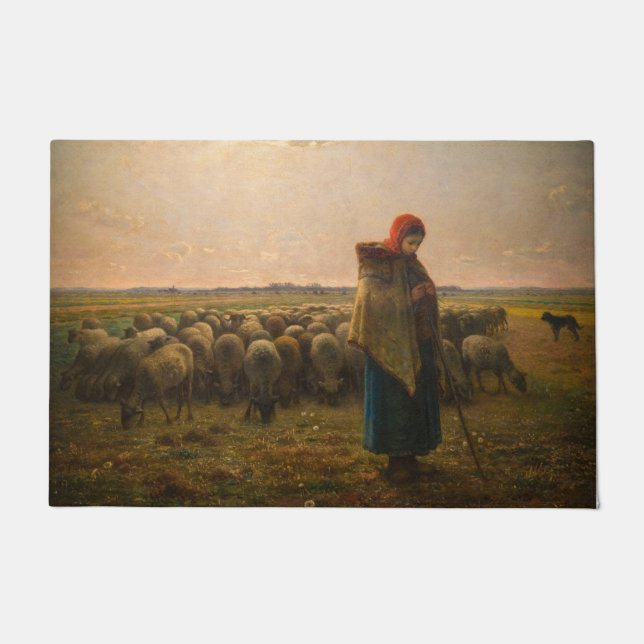 Tapete Jean-Francois Millet - Shepherdess e Flock 1863 (Frente)