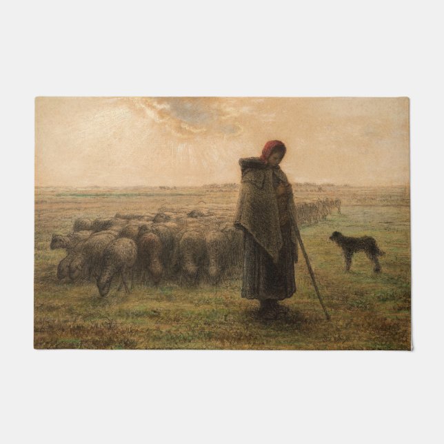 Tapete Jean-Francois Millet - Shepherdess e Flock 1865 (Frente)