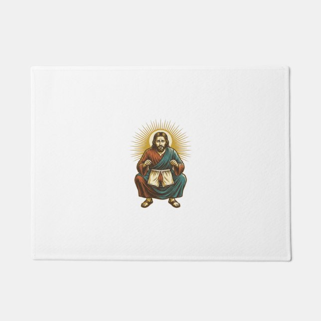 Tapete Jesus Ajustando Cueca Incomoda no Meio da Agachada (Frente)