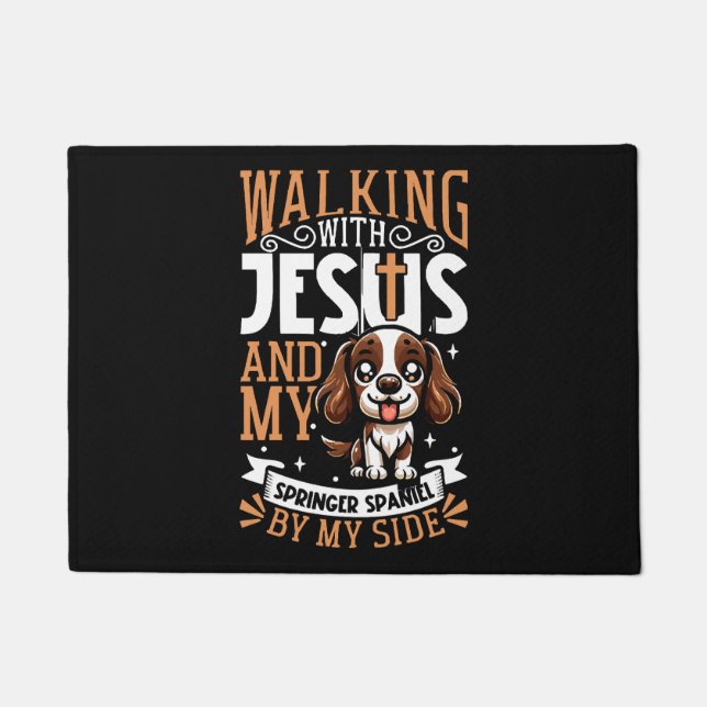 Tapete Jesus e cão - Inglês Springer SpanielJesus e (Frente)