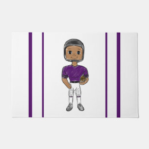 Tapete jogador de futebol retrô vintage roxo preto simple