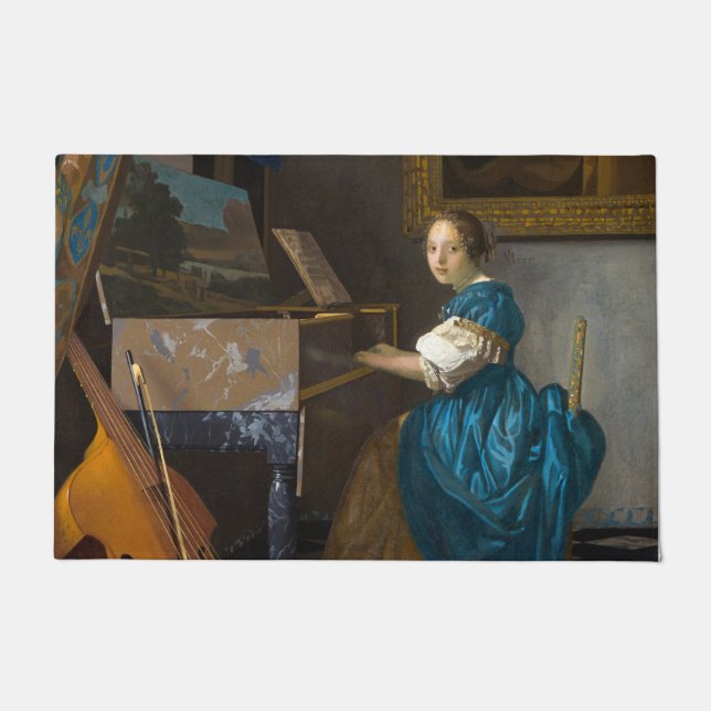 Tapete Johannes Vermeer - Lady Sentada em uma Virgem (Frente)