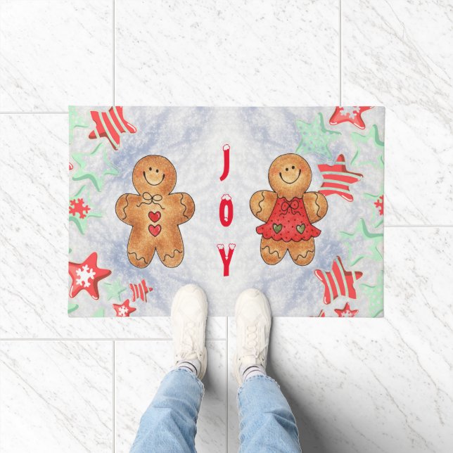 Tapete JOY Gingerbird White Xmas Door Mat Personalize (Interior)