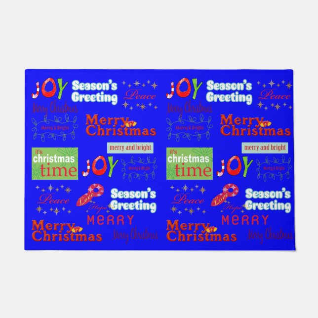 Tapete Joy Peace Christmas Blue Matt Doormat (Frente)