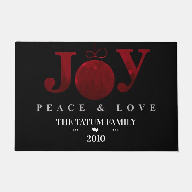 Tapete Joy, Peace & Love (Vermelho) (Frente)