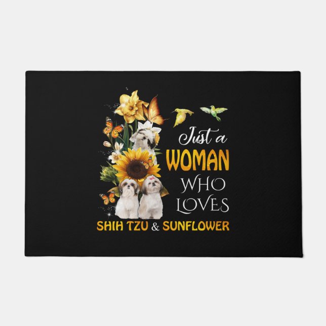 Tapete Just A Woman Who Loves Shih tzu & Sunflower (Frente)