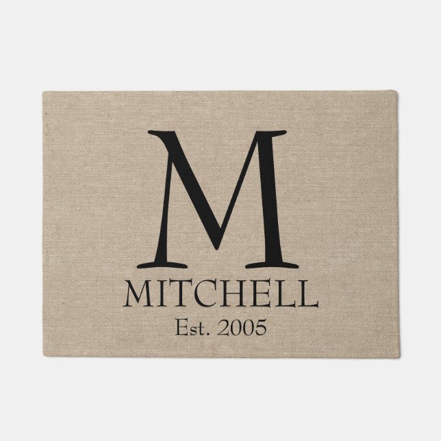 Tapete Jut inicial chique rústico de serapilheira de (Frente)