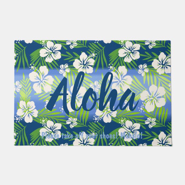 Tapete Kalani Tie Dye Blend Tropical Hibiscus - Azul (Frente)