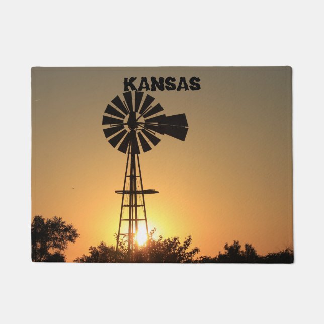 Tapete Kansas Windmill Sunset Door Mat (Frente)
