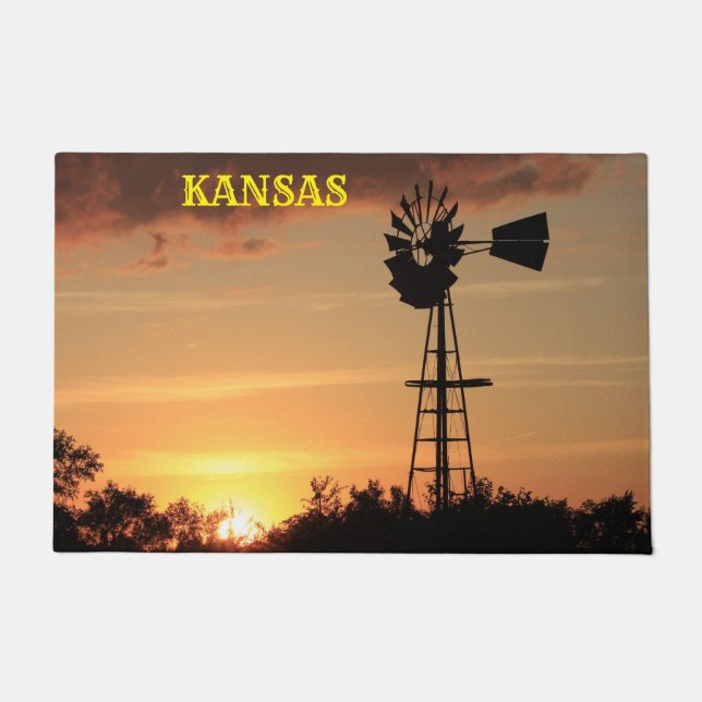 Tapete Kansas Windmill Sunset Door Mat (Frente)