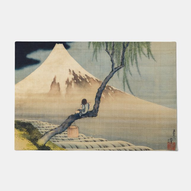 Tapete Katsushika Hokusai - Menino Vivendo o Monte Fuji (Frente)
