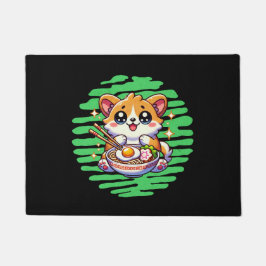 Tapete Kawaii Corgi comendo tigela de Ramen
