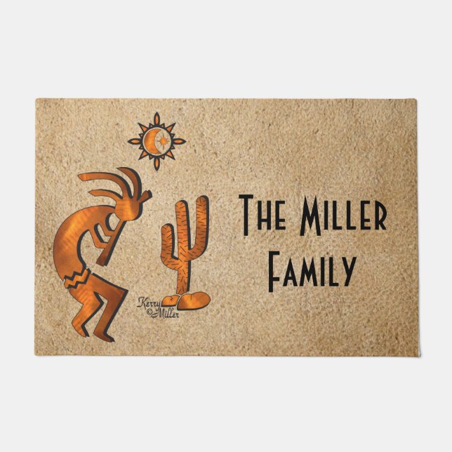 Tapete Kokopelli E Cactus Bem-Vindo (Frente)