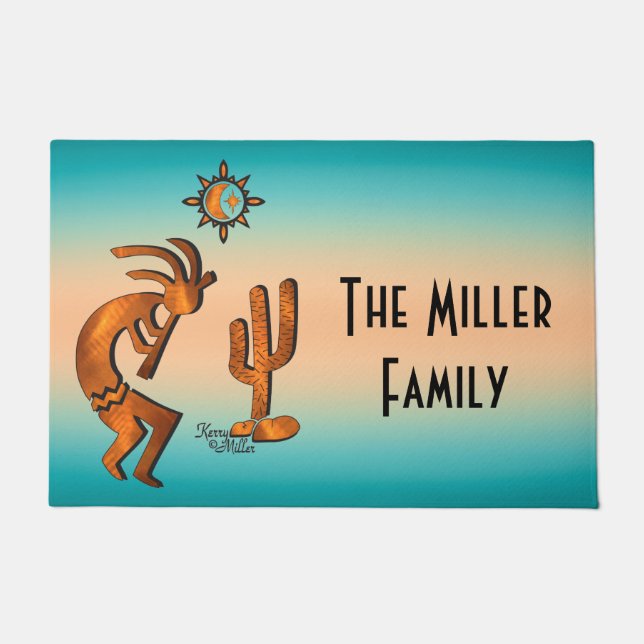 Tapete Kokopelli E Cactus Bem-Vindo (Frente)