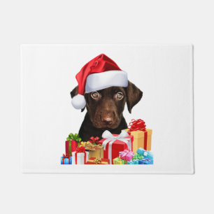 Tapete Lab de Chocolate Bonito Puppy Santa Hábito Imagem