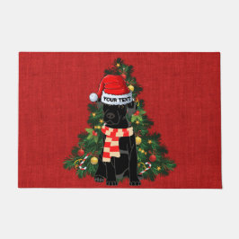 Tapete Labrador preto engraçado burlap vermelho festivo N
