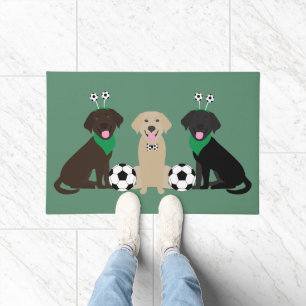 Tapete Labrador Retriever Cães Jogando Futebol