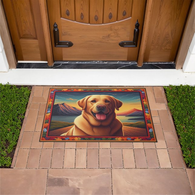 Tapete Labrador Retriever Dog Landscape Floral Frame (Ar livre)