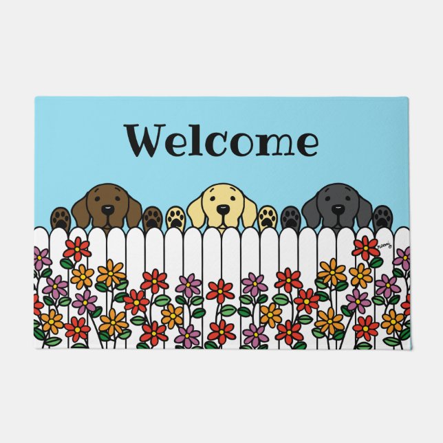 Tapete Labrador Trio te vendo bem-vindo (Frente)