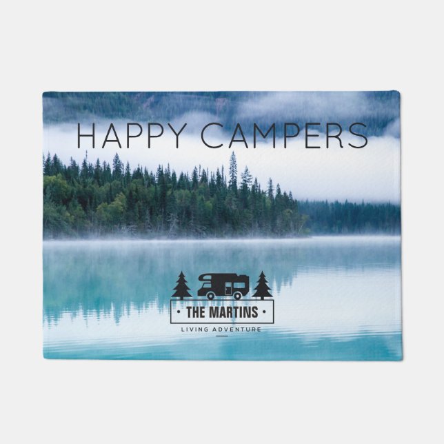 Tapete Lago personalizado campers felizes da natureza | (Frente)